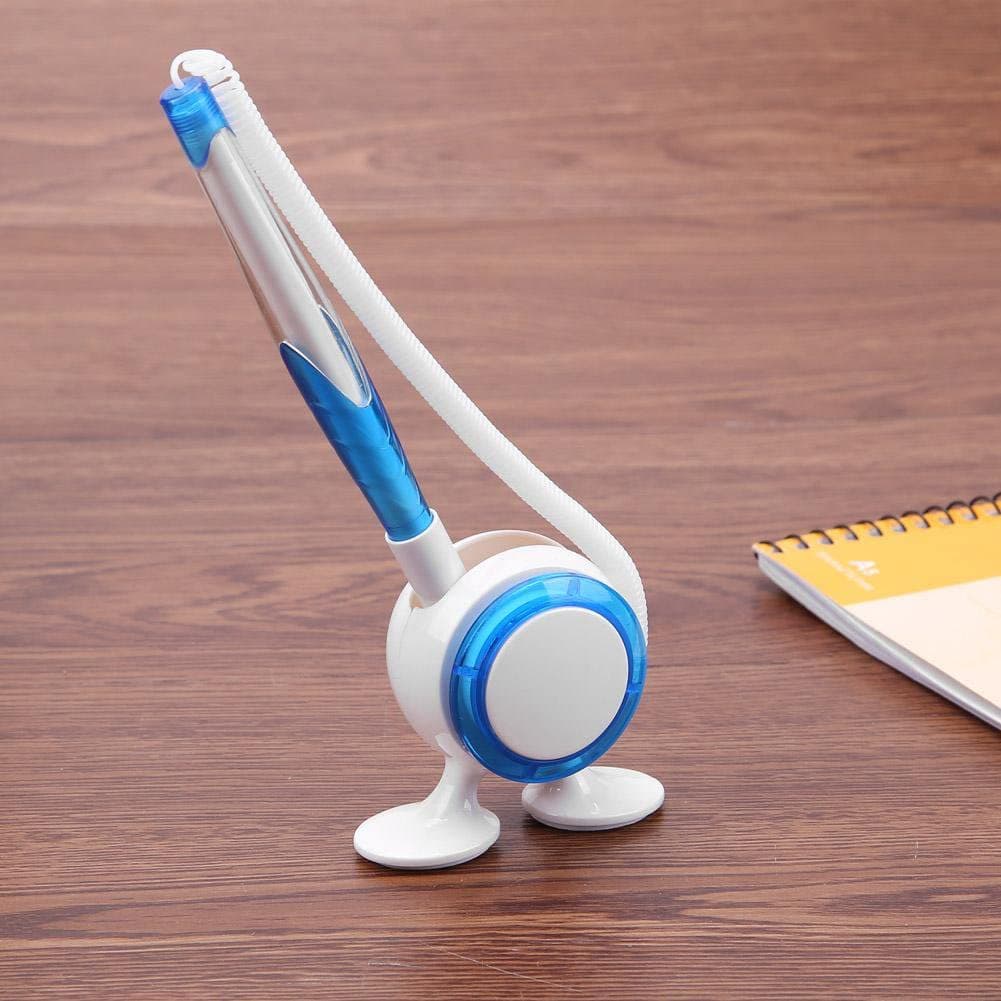 AccuPrints (Pack of 5 Fixed Desktop Pen Set for School | Colour - White and Blue (Blue Ink) - Image 1