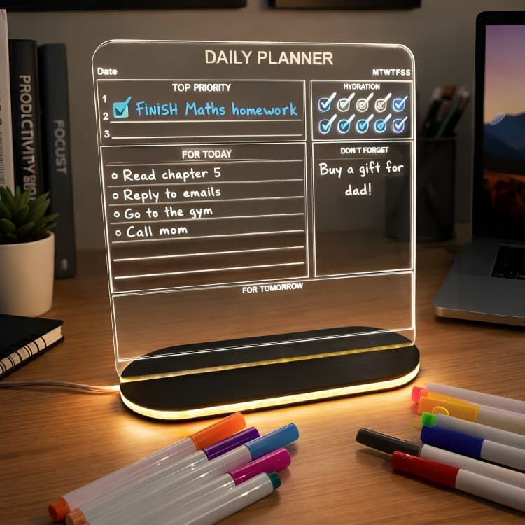 Zesta 3D LED Acrylic Message Board – 15 × 15 cm - Image 1