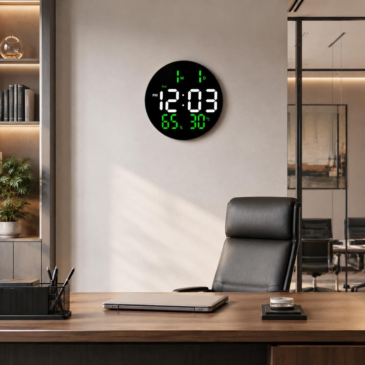 Umi 10" Digital Wall Clock with Remote, Temperature & Humidity Display - Image 1